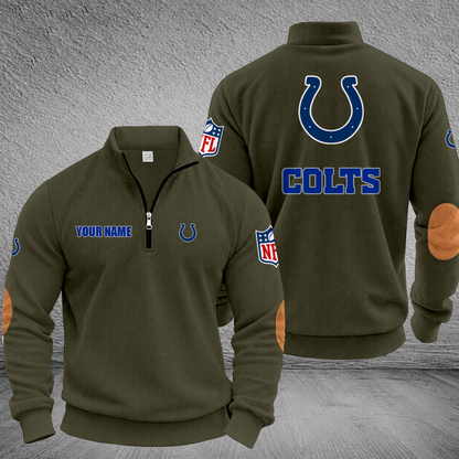 [SPECIAL OFFER] NEW CUSTOMIZED NFL17 IDC INDIANAPOLIS COLTS MULTICOLOR STRIPED QUATER ZIP SWEATSHIRT