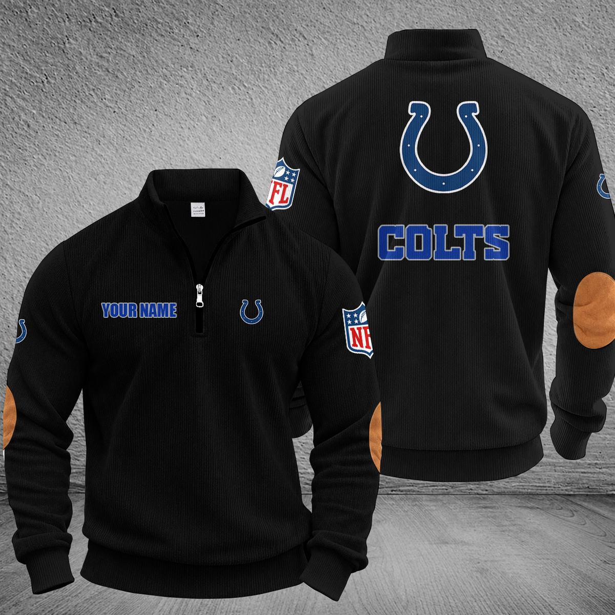[SPECIAL OFFER] NEW CUSTOMIZED NFL17 IDC INDIANAPOLIS COLTS MULTICOLOR STRIPED QUATER ZIP SWEATSHIRT