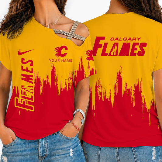[SUPER SALE] NEW CUSTOMIZED NHL17 CGF CALGARY FLAMES SHOULDER SHIRT