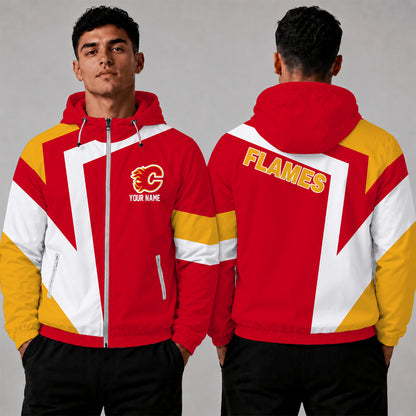 [SUPER SALE] NEW CUSTOMIZED NHL17 CGF CALGARY FLAMES WINDBREAKER JACKET