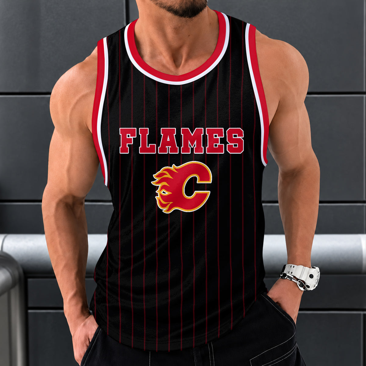[SUPER SALE] NEW CUSTOMIZED NHL17 CGF CALGARY FLAMES UNISEX TANK TOP