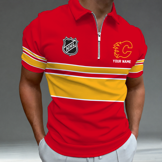 [SUPER SALE] NEW CUSTOMIZED NHL17 CGF CALGARY FLAMES POLO SHIRT