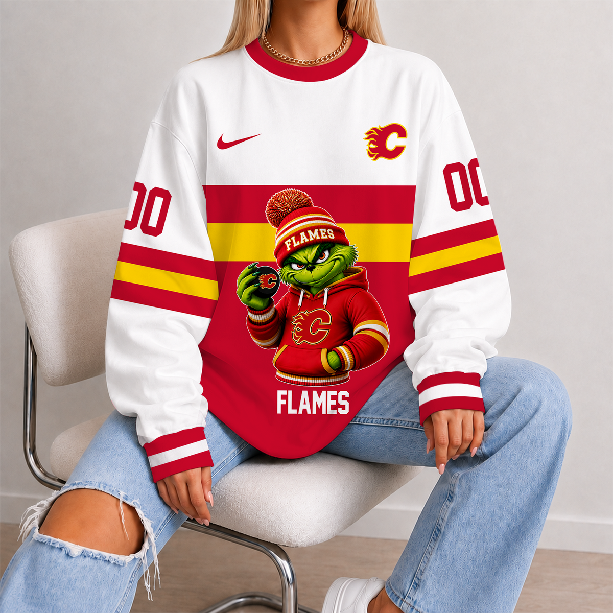 [SUPER SALE] NEW CUSTOMIZED NHL17 CGF CALGARY FLAMES UNISEX SWEATSHIRT