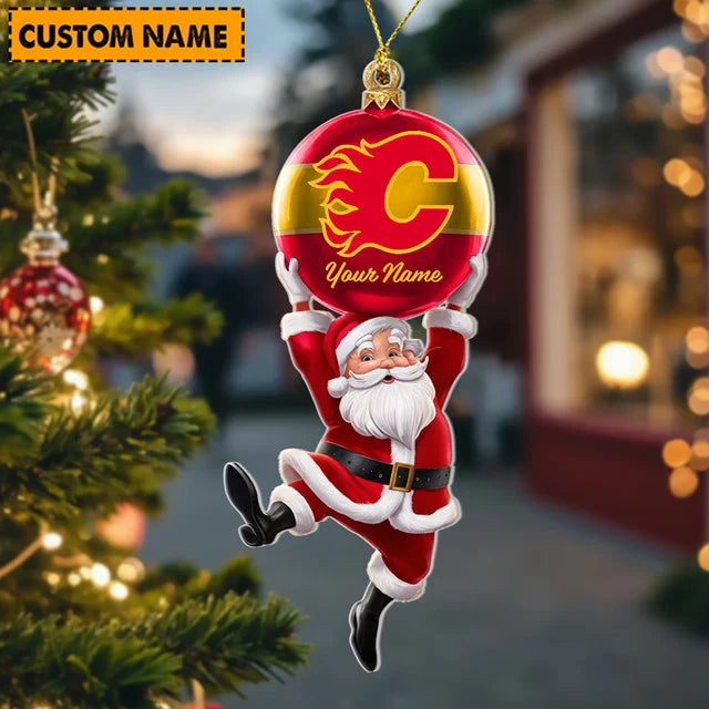 [SUPER SALE] NEW CUSTOMIZED NHL17 CGF CALGARY FLAMES CHRISTMAS ACRYLIC ORNAMENT