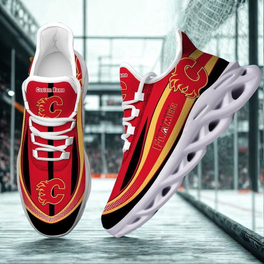 [SUPER SALE ] NEW CUSTOMIZED NHL17 CGF CALGARY FLAMES MAX SOUL SHOES
