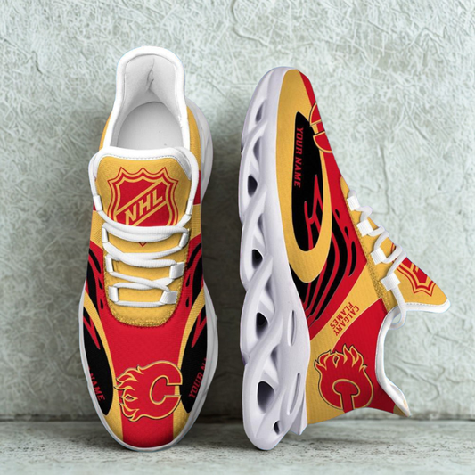 [SUPER SALE ] NEW CUSTOMIZED NHL17 CGF CALGARY FLAMES MAX SOUL SHOES