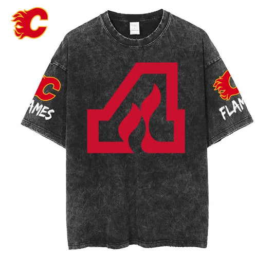 [SUPER SALE] NEW CUSTOMIZED NHL17 CGF CALGARY FLAMES MULTICOLOR WASHED TEE