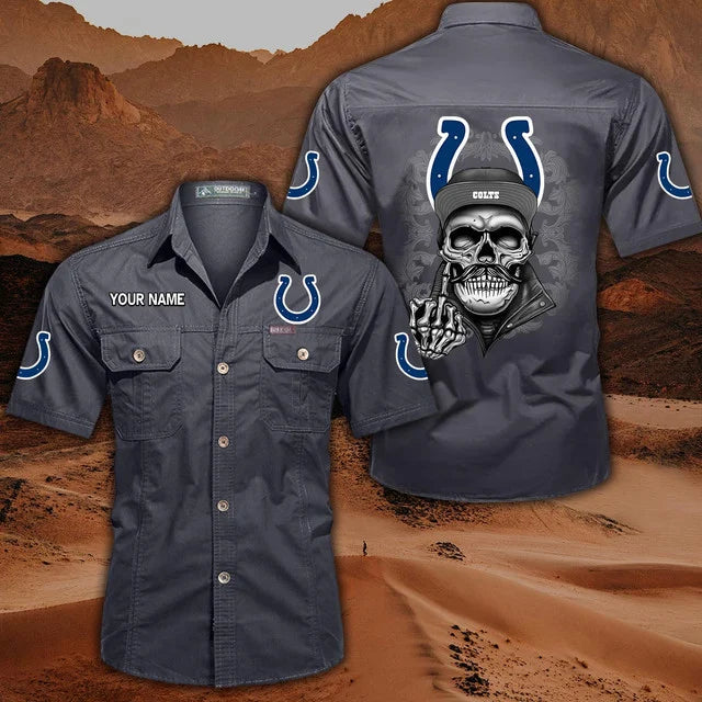 [SPECIAL OFFER] NEW CUSTOMIZED NFL17 IDC INDIANAPOLIS COLTS MUTICOLOR MEN'S CARGO SHIRT