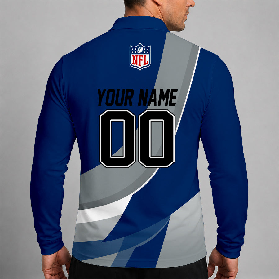 [SPECIAL OFFER] NEW CUSTOMIZED NFL17 IDC INDIANAPOLIS COLTS LONG SLEEVE POLO SHIRT
