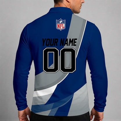 [SPECIAL OFFER] NEW CUSTOMIZED NFL17 IDC INDIANAPOLIS COLTS LONG SLEEVE POLO SHIRT