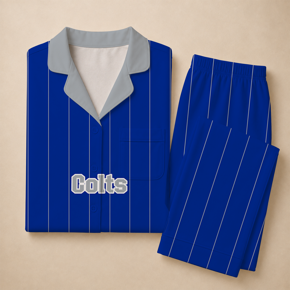 [SPECIAL OFFER] NEW CUSTOMIZED NFL17 IDC INDIANAPOLIS COLTS SHORT SLEEVE & LONG PANTS PAJAMAS SET
