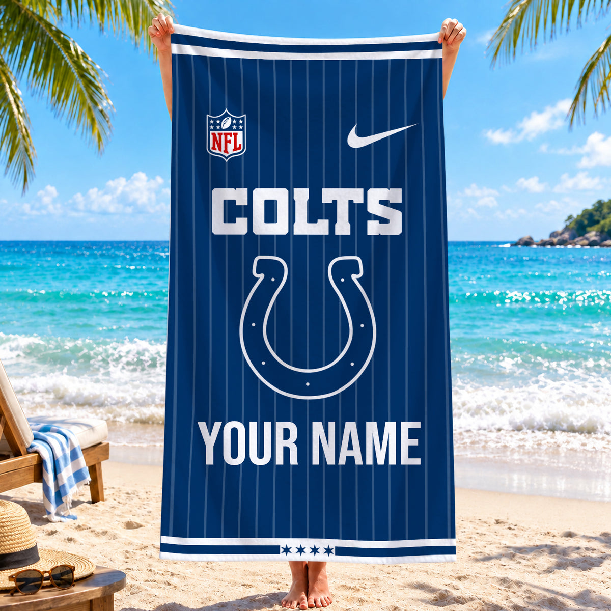 [SPECIAL OFFER] NEW CUSTOMIZED NFL17 IDC INDIANAPOLIS COLTS BEACH TOWEL
