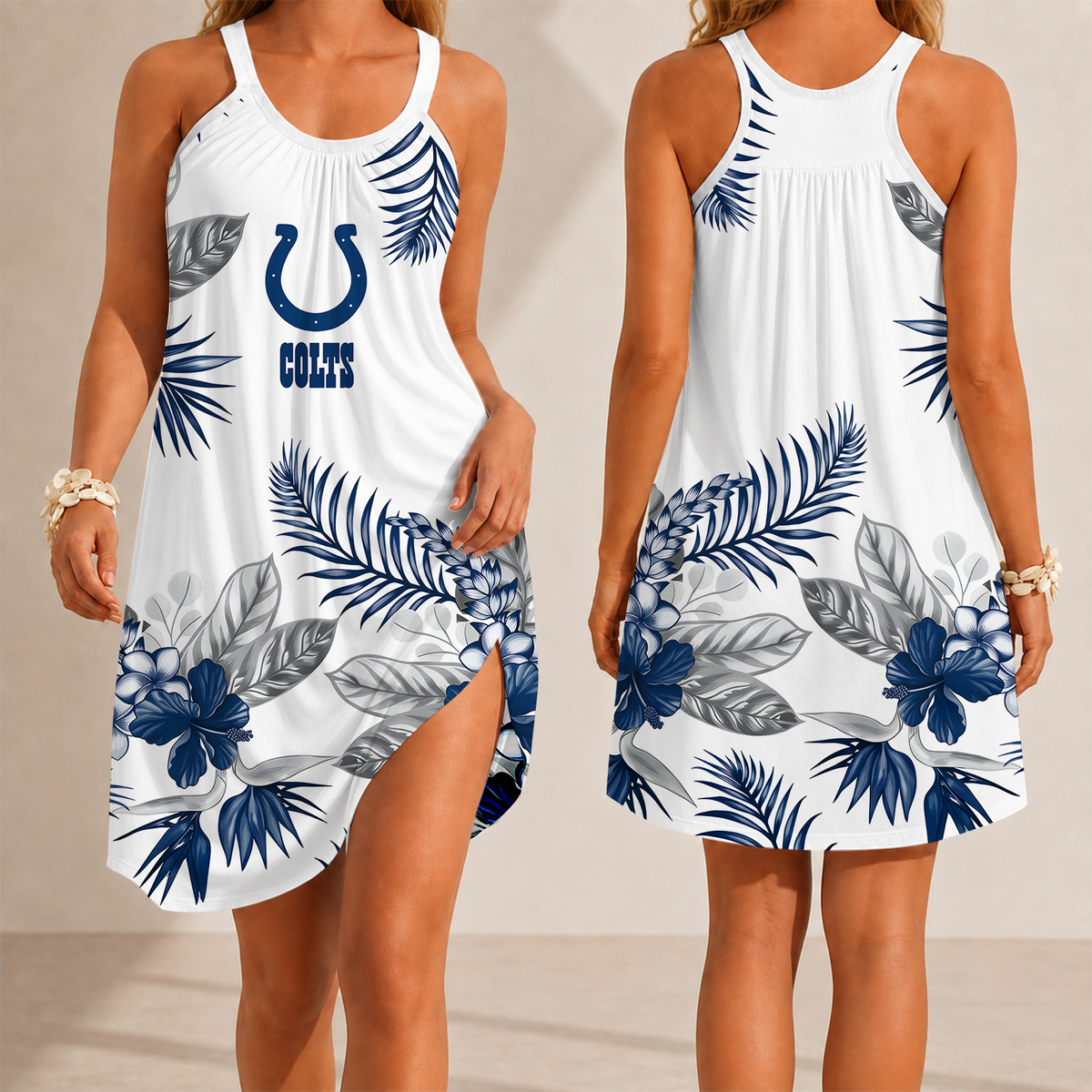 [SPECIAL OFFER] NEW CUSTOMIZED NFL17 IDC INDIANAPOLIS COLTS CAMISOLE DRESS