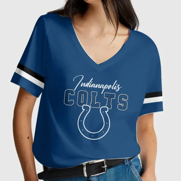 [SPECIAL OFFER] NEW CUSTOMIZED NFL17 IDC INDIANAPOLIS COLTS V-NECK FEMALE SHIRT
