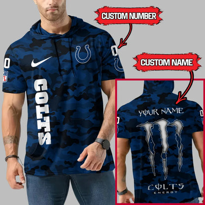 [HOT DEAL] NEW CUSTOMIZED NFL17 IDC INDIANAPOLIS COLTS SHORT SLEEVE HOODIE