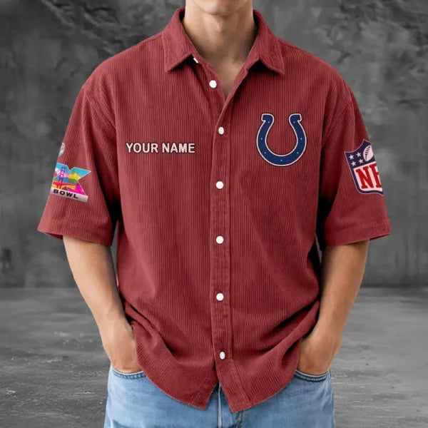 [HOT DEAL] NEW CUSTOMIZED NFL17 IDC INDIANAPOLIS COLTS SEERSUCKER BUTTON SHIRT