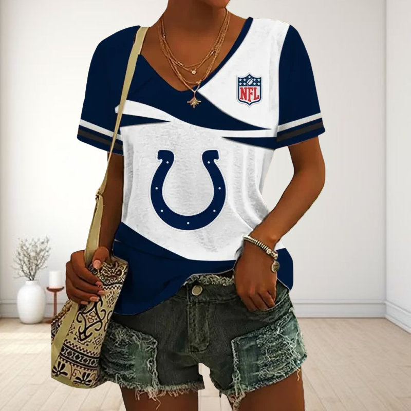 SPECIAL OFFER] NEW CUSTOMIZED NFL17 IDC INDIANAPOLIS COLTS V-NECK FEMALE SHIRT
