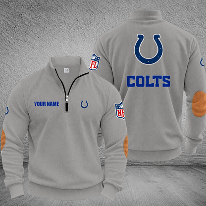 [SPECIAL OFFER] NEW CUSTOMIZED NFL17 IDC INDIANAPOLIS COLTS MULTICOLOR STRIPED QUATER ZIP SWEATSHIRT