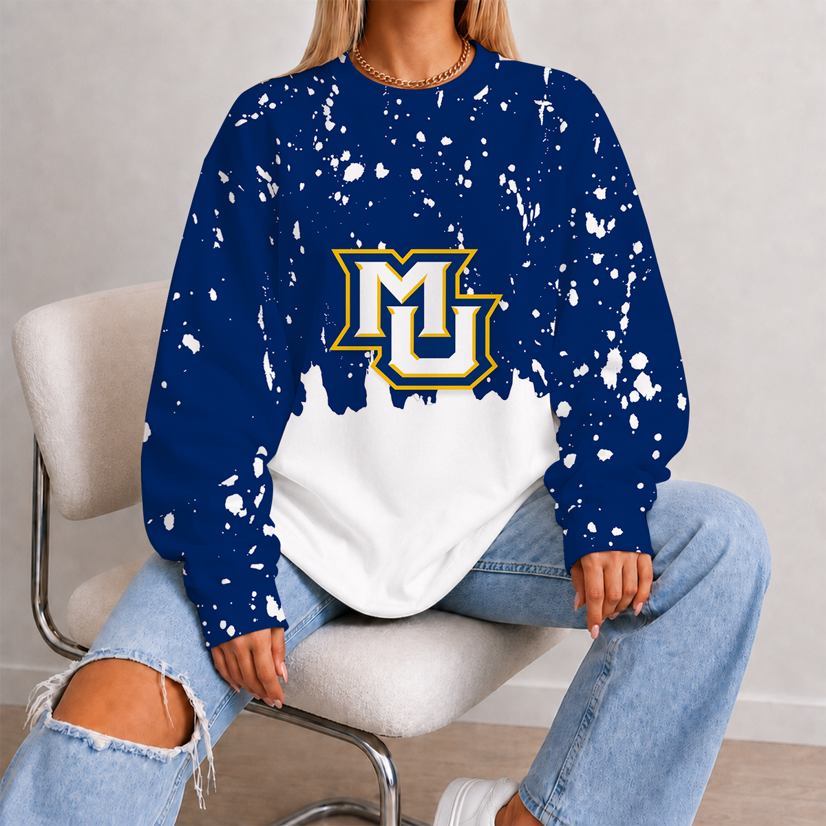 [FAN FAVORITE] NEW CUSTOMIZED NCAA MAM17 MGE MARQUETTE GOLDEN EAGLES STRAPPY UNISEX SWEATSHIRT
