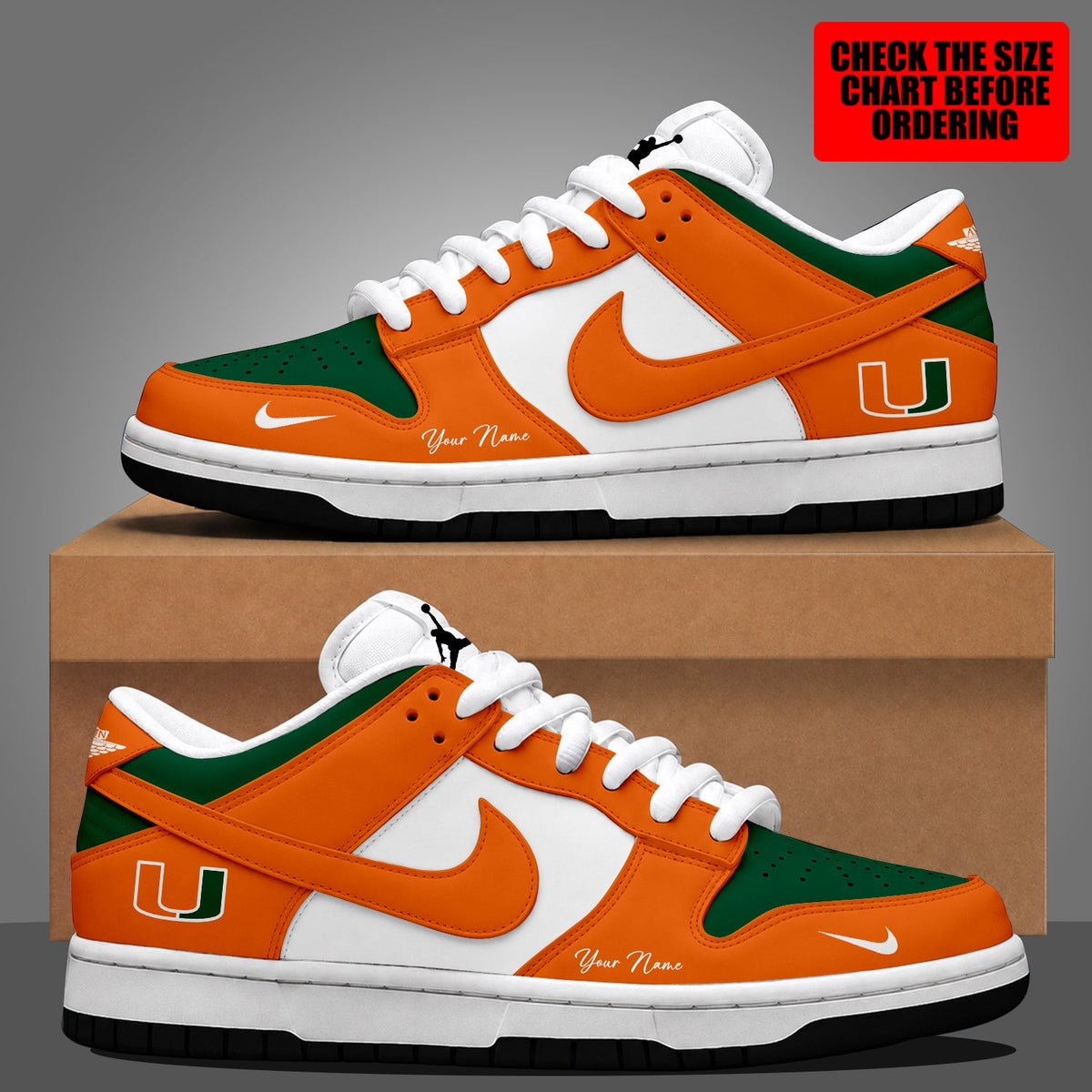 [FAN FAVORITE] NEW CUSTOMIZED NCAA FBS17 MIH MIAMI HURRICANES DUNK LOW SHOES