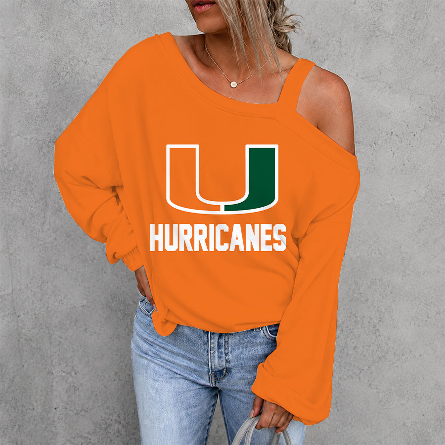 [FAN FAVORITE] NEW CUSTOMIZED NCAA FBS17 MIH MIAMI HURRICANES DROP SHOULDER SWEATSHIRT