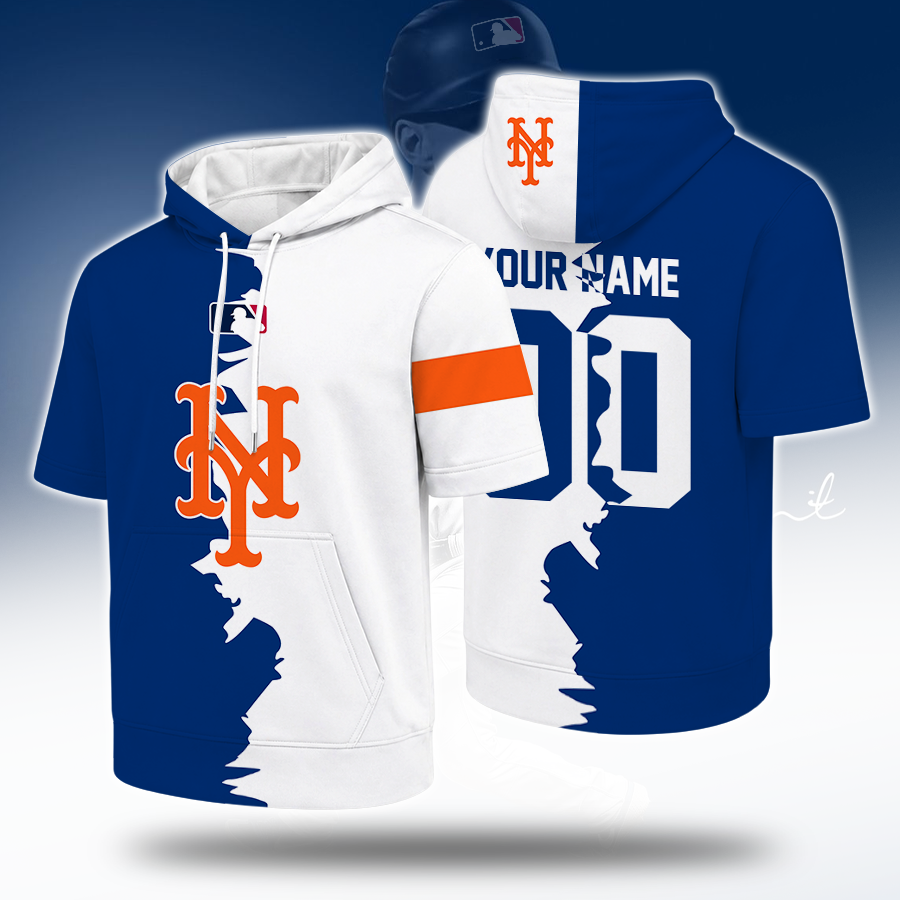 [FLASH SALE] NEW CUSTOMIZED MLB17 NYM NEW YORK METS SHORT SLEEVE HOODIE