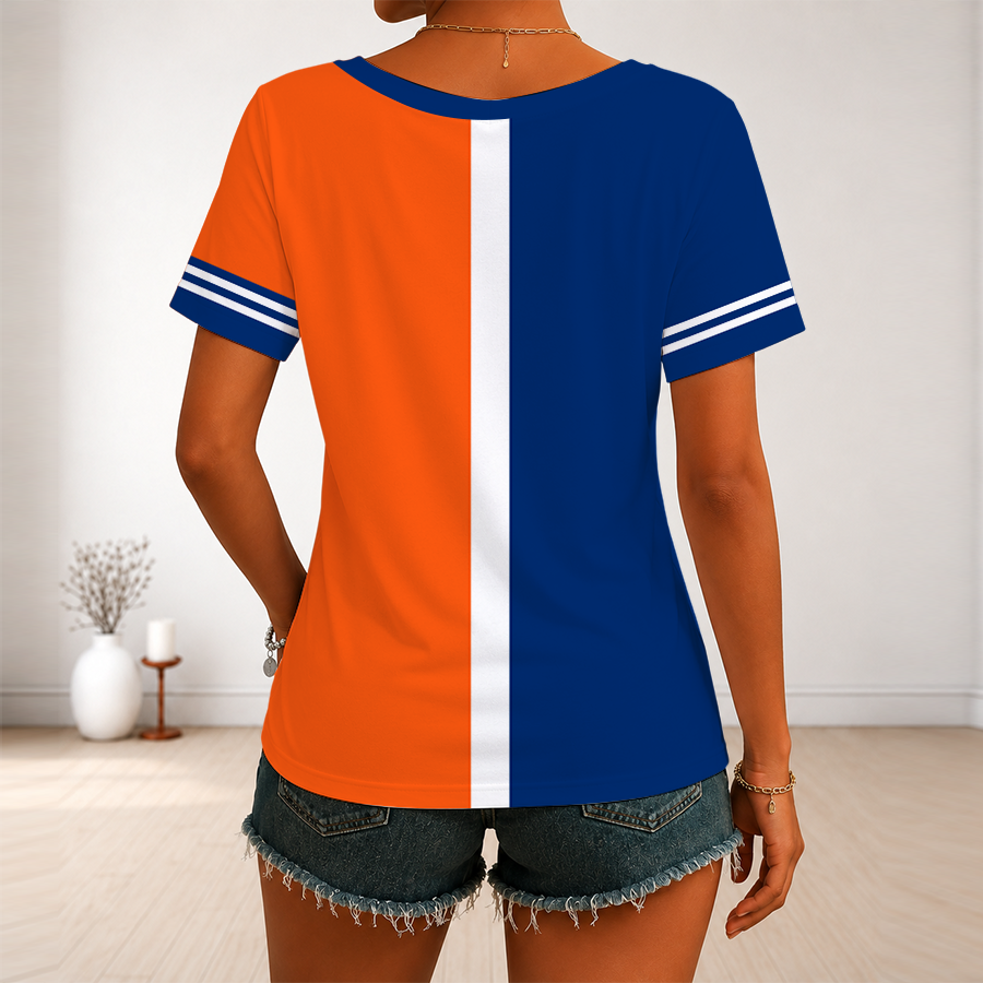 [FLASH SALE] NEW CUSTOMIZED MLB17 NYM NEW YORK METS V-NECK FEMALE SHIRT