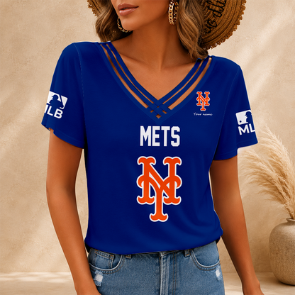 [FLASH SALE] NEW CUSTOMIZED MLB17 NYM NEW YORK METS V-NECK SHIRT