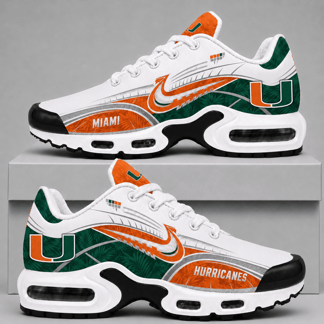[FAN FAVORITE] NEW CUSTOMIZED NCAA FBS17 MIH MIAMI HURRICANES AIR MAX PLUS SNEAKERS