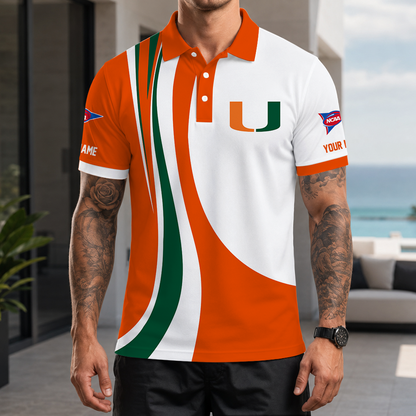 [FAN FAVORITE] NEW CUSTOMIZED NCAA FBS17 MIH MIAMI HURRICANES POLO SHIRT