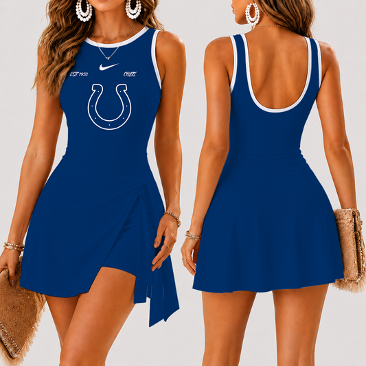 [SPECIAL OFFER] NEW CUSTOMIZED NFL17 IDC INDIANAPOLIS COLTS WOMEN'S SUMMER SKORT DRESS
