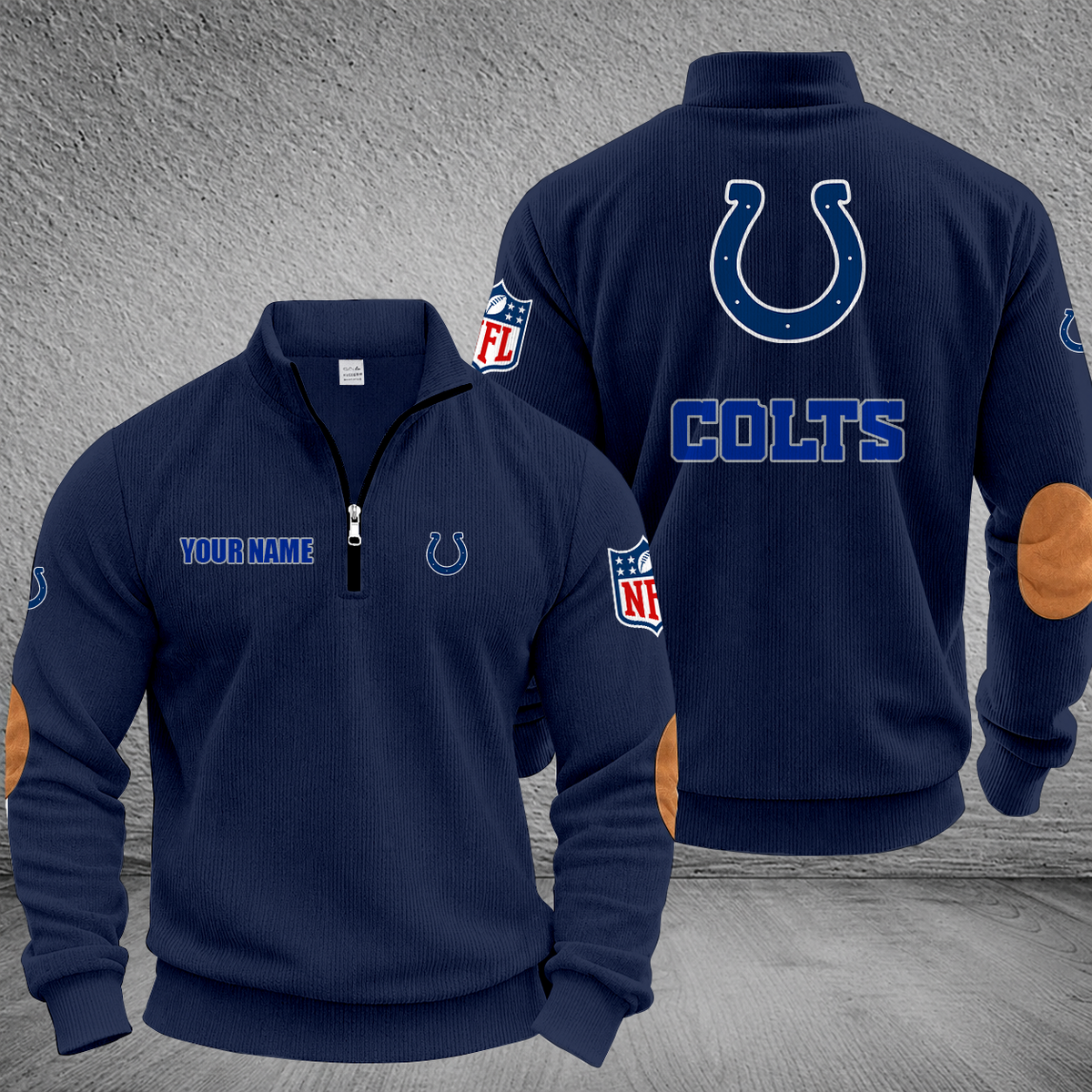 [SPECIAL OFFER] NEW CUSTOMIZED NFL17 IDC INDIANAPOLIS COLTS MULTICOLOR STRIPED QUATER ZIP SWEATSHIRT