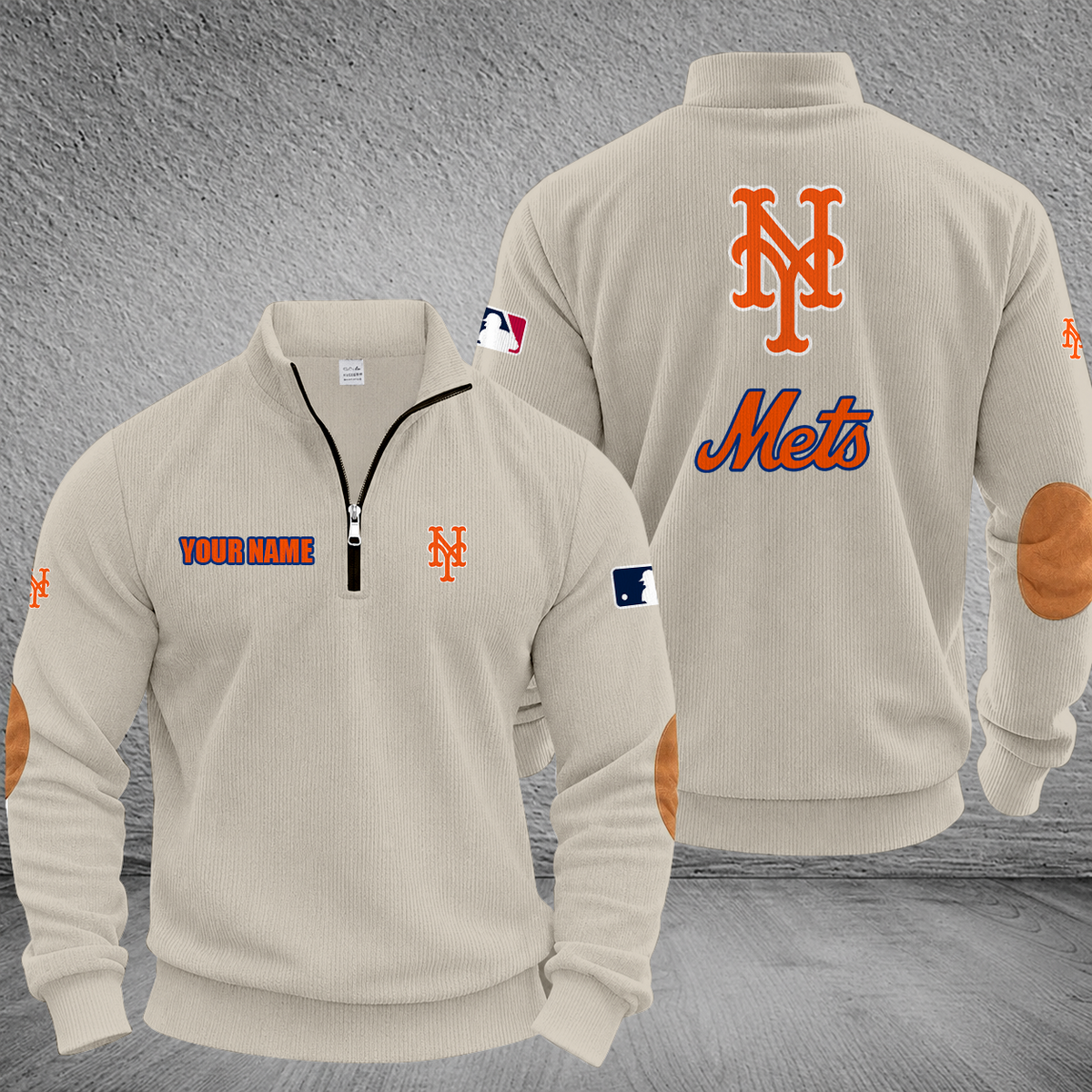 [FLASH SALE] NEW CUSTOMIZED MLB17 NYM NEW YORK METS MULTICOLOR STRIPED QUATER ZIP SWEATSHIRT