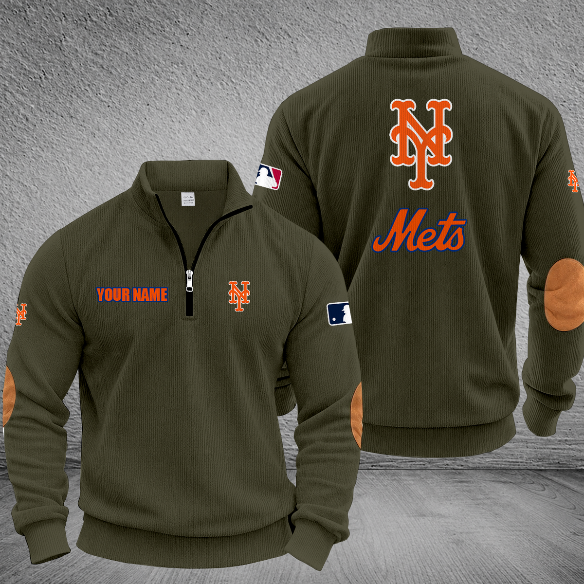 [FLASH SALE] NEW CUSTOMIZED MLB17 NYM NEW YORK METS MULTICOLOR STRIPED QUATER ZIP SWEATSHIRT