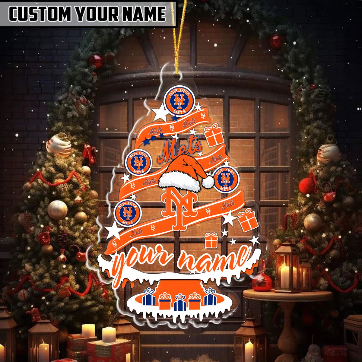 [FLASH SALE] NEW CUSTOMIZED MLB17 NYM NEW YORK METS CHRISTMAS ACRYLIC ORNAMENT