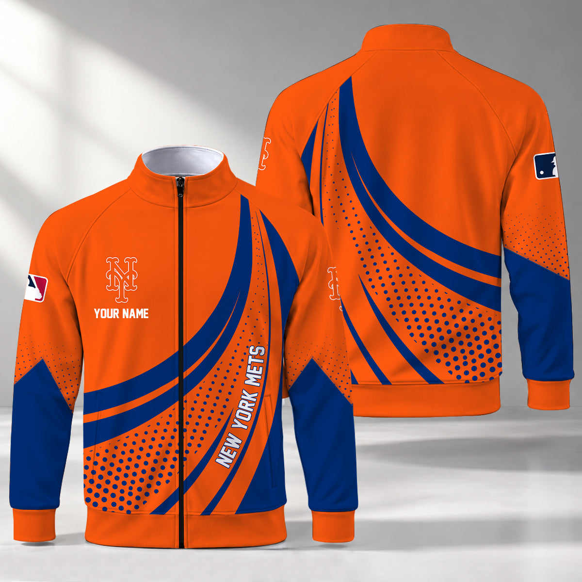 [FLASH SALE] NEW CUSTOMIZED MLB17 NYM NEW YORK METS STAND COLLAR JACKET