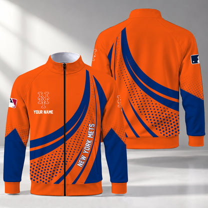 [FLASH SALE] NEW CUSTOMIZED MLB17 NYM NEW YORK METS STAND COLLAR JACKET