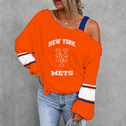 [FLASH SALE] NEW CUSTOMIZED MLB17 NYM NEW YORK METS DROP SHOULDER SWEATSHIRT