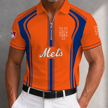 [FLASH SALE] NEW CUSTOMIZED MLB17 NYM NEW YORK METS ZIP POLO SHIRT