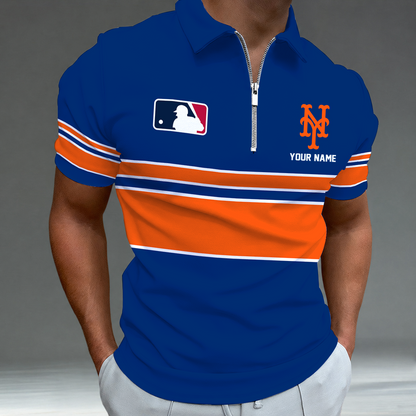 LIMITED EDITION - NEW CUSTOMIZED MLB17 NYM NEW YORK METS ZIP POLO SHIRT