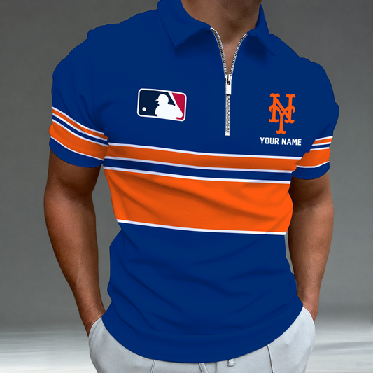 [FLASH SALE] NEW CUSTOMIZED MLB17 NYM NEW YORK METS ZIP POLO SHIRT