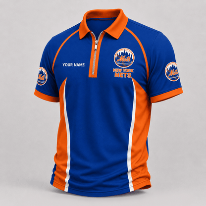 [FLASH SALE] NEW CUSTOMIZED MLB17 NYM NEW YORK METS ZIP POLO SHIRT