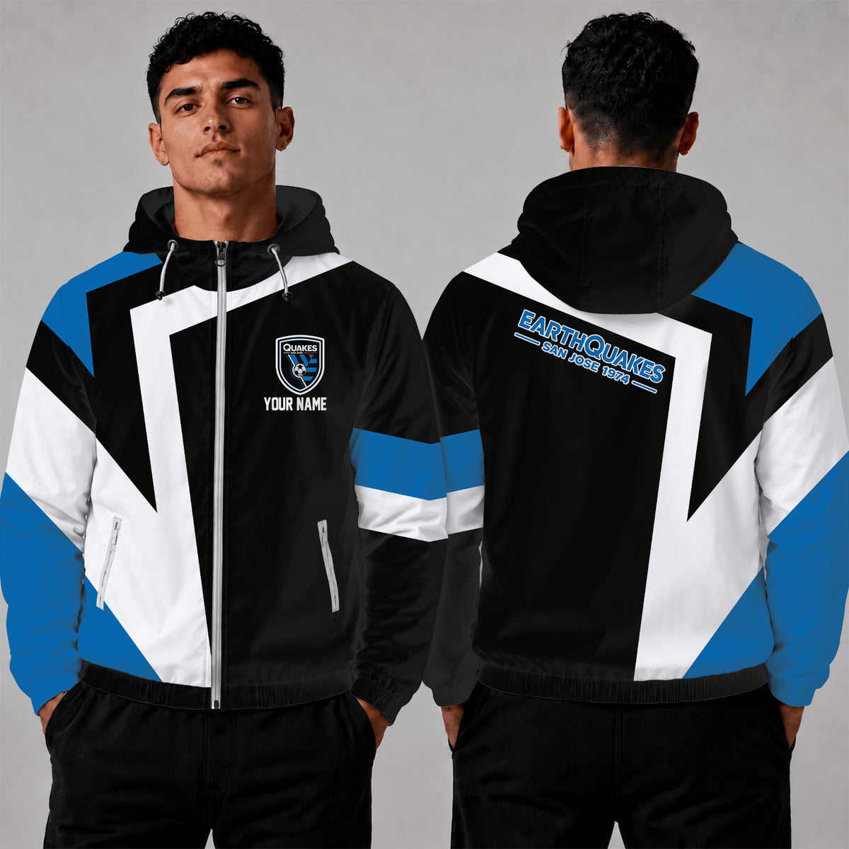 [FAN EXCLUSIVE] NEW CUSTOMIZED MLS17 SJE SAN JOSE EARTHQUAKES WINDBREAKER JACKET