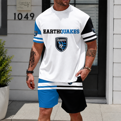 [FAN EXCLUSIVE] NEW CUSTOMIZED MLS17 SJE SAN JOSE EARTHQUAKES UNISEX T-SHIRT & SHORTS SET