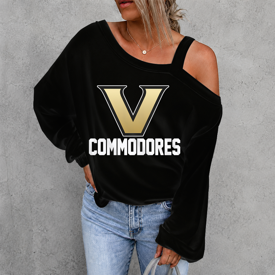 [FAN FAVORITE] NEW CUSTOMIZED NCAA CWS17 VDC VANDERBILT COMMODORES DROP SHOULDER SWEATSHIRT