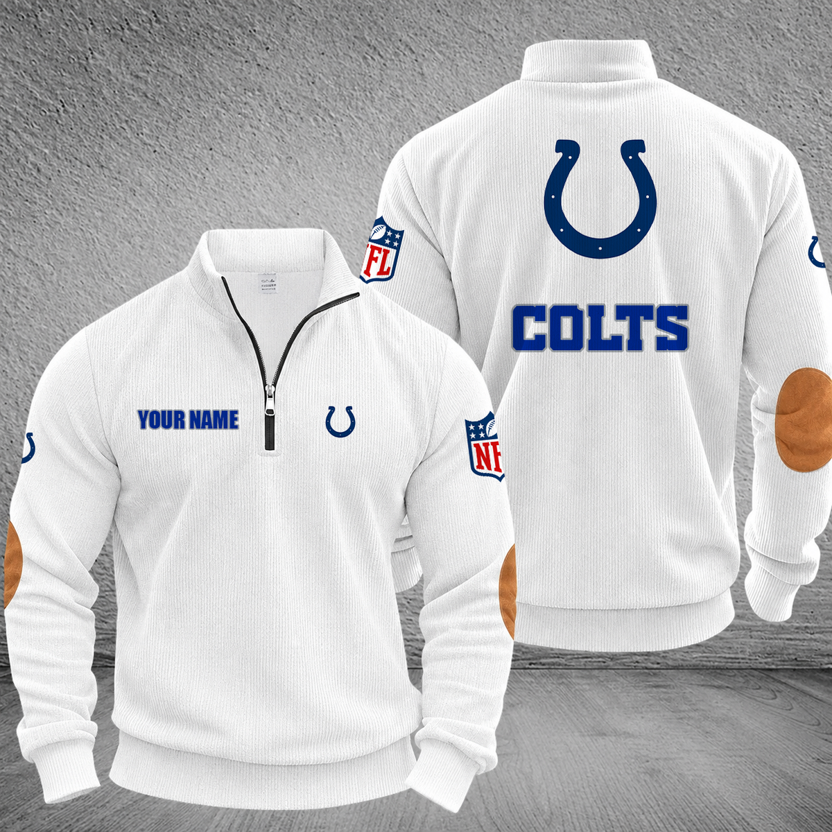 [SPECIAL OFFER] NEW CUSTOMIZED NFL17 IDC INDIANAPOLIS COLTS MULTICOLOR STRIPED QUATER ZIP SWEATSHIRT