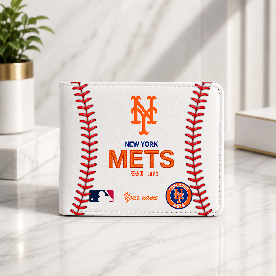 [FLASH SALE] NEW CUSTOMIZED MLB17 NYM NEW YORK METS LEATHER WALLET