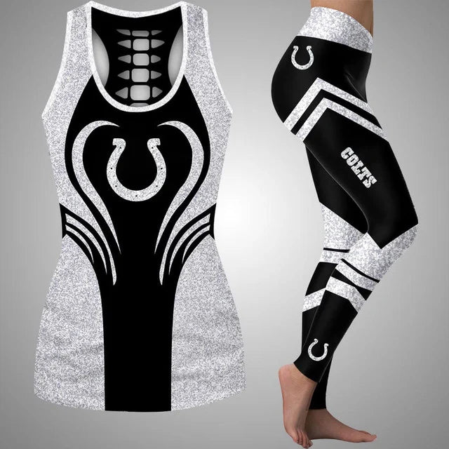 [SPECIAL OFFER] NEW CUSTOMIZED NFL17 IDC INDIANAPOLIS COLTS HOLLOW TANK TOP & LEGGINGS SET
