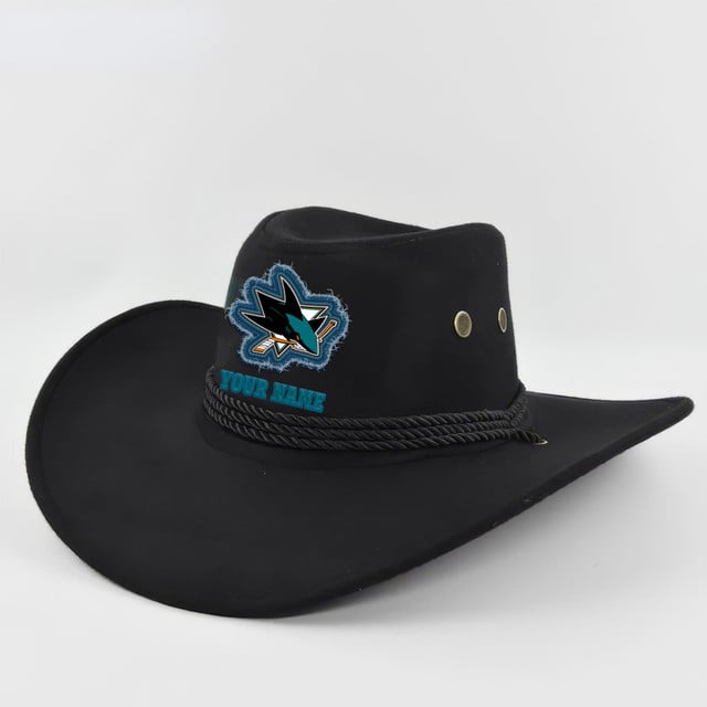 [SUPER SALE] NEW CUSTOMIZED NHL32 SJS SAN JOSE SHARKS COWBOY HAT