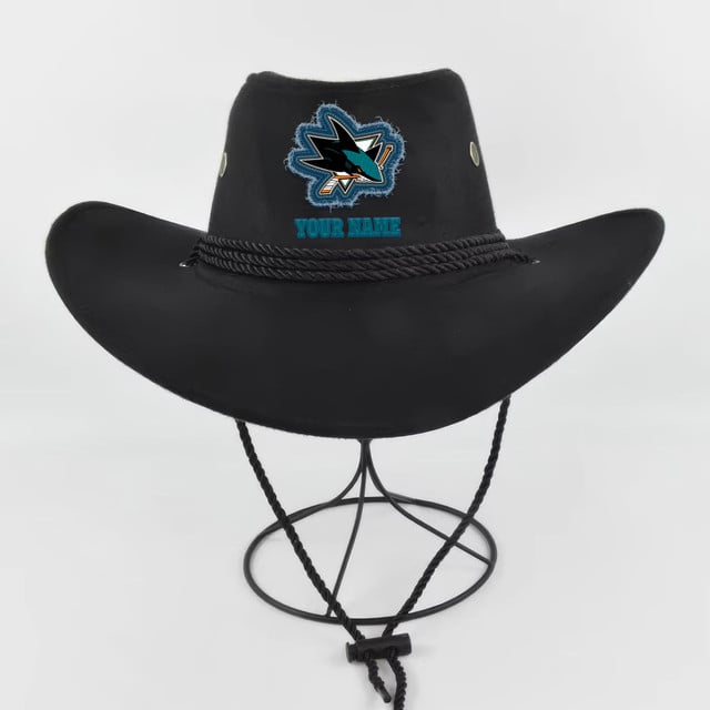 [SUPER SALE] NEW CUSTOMIZED NHL32 SJS SAN JOSE SHARKS COWBOY HAT
